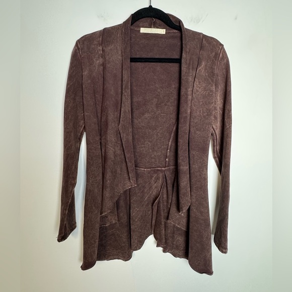 TESTIMONY LA BROWN STONEWASHED FRENCH TERRY COTTON LONG JACKET - Picture 1 of 5